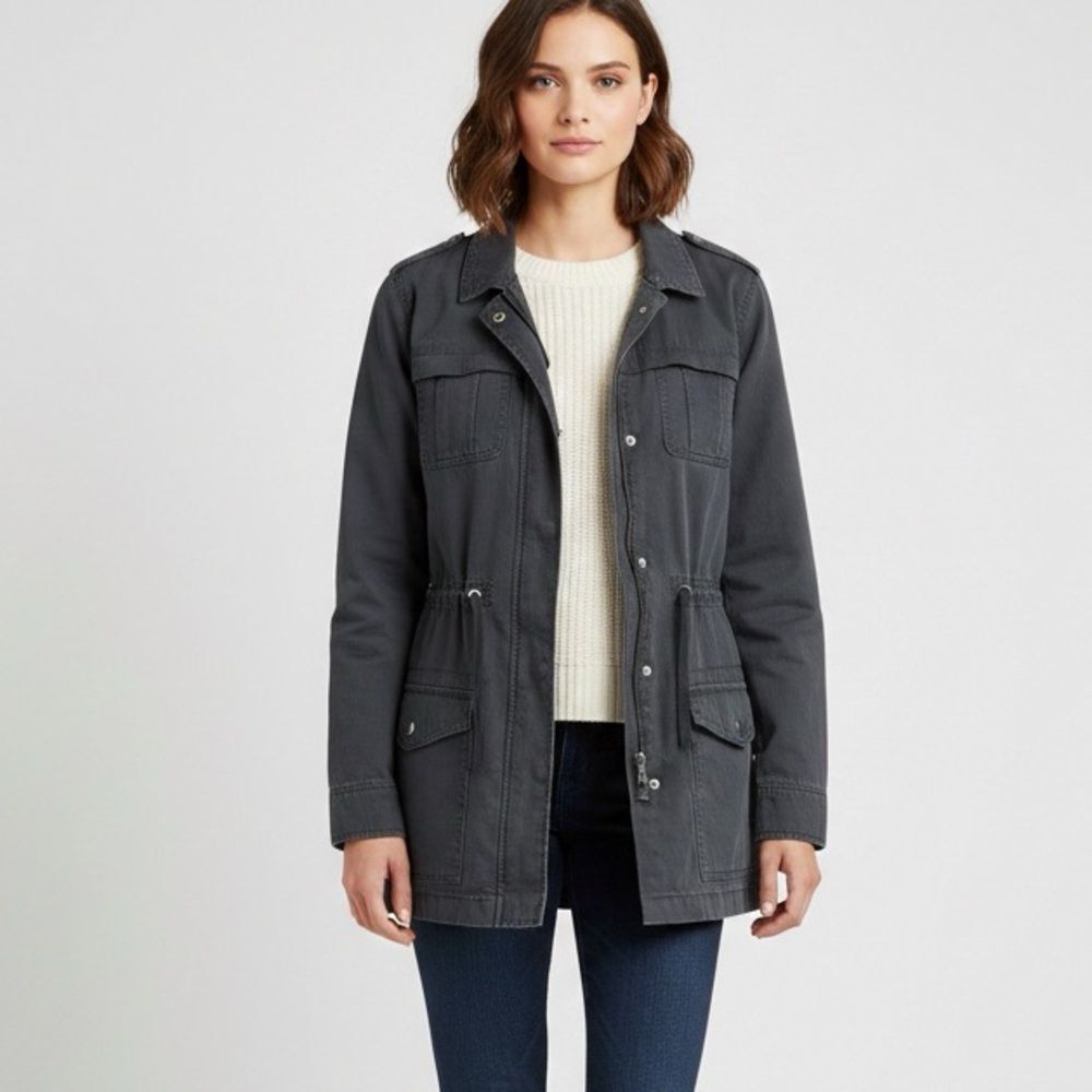 Merona Charcoal Gray Utility Jacket Pocket Field L